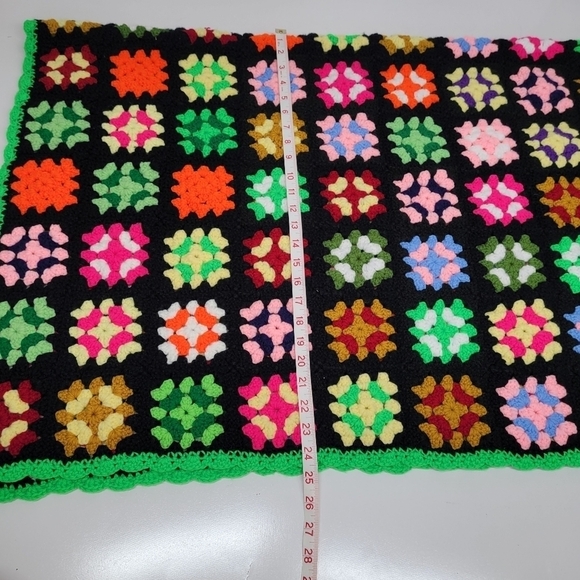 Vintage Handmade Crochet Granny Square Afghan Throw Blanket 50by39 - Picture 6 of 12